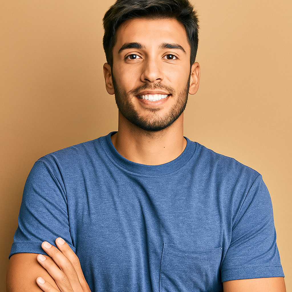Retrato de um jovem confiante